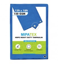 Mipatex Tarpaulin / Tirpal 15 Feet x 18 Feet 150GSM (Blue)